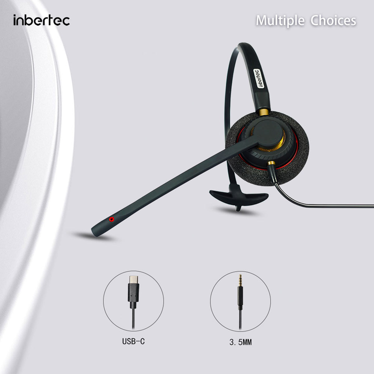 Professional Mono Noise Cancelling USB-C&3.5MM Headsets (7)