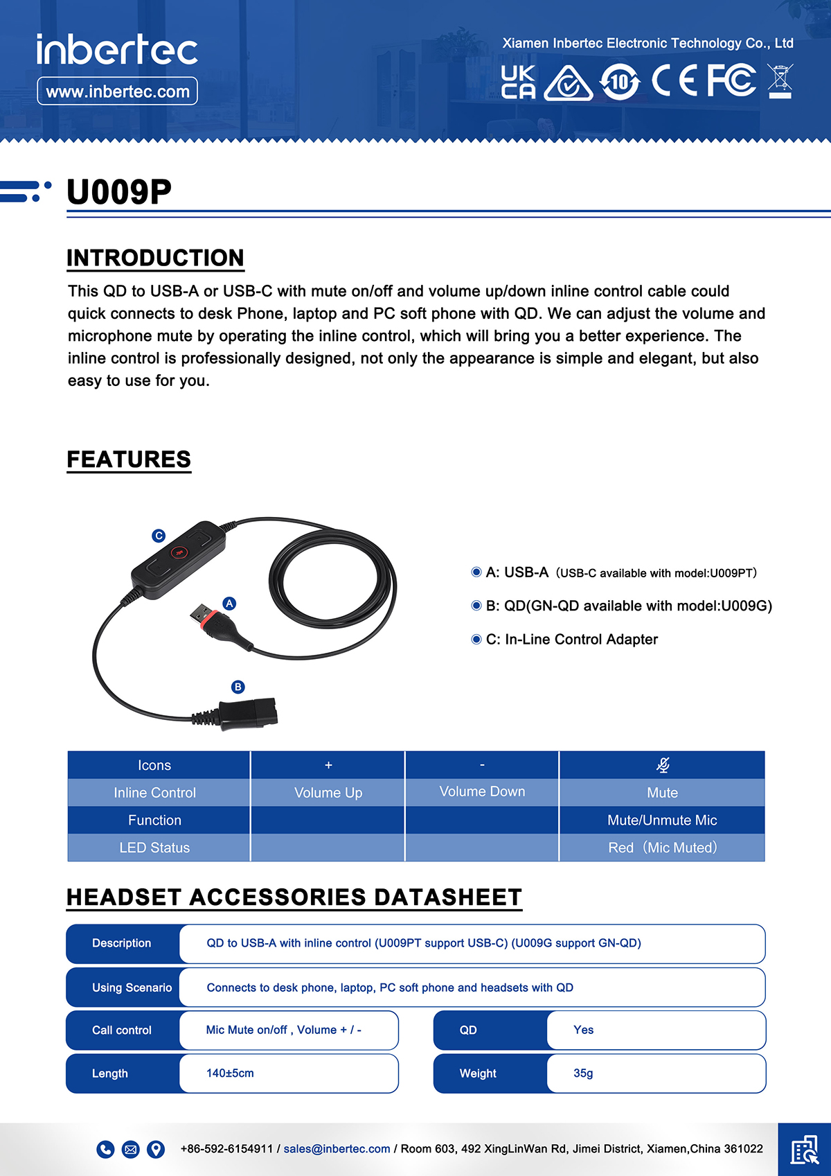 U009P/G QD-USB-A/C