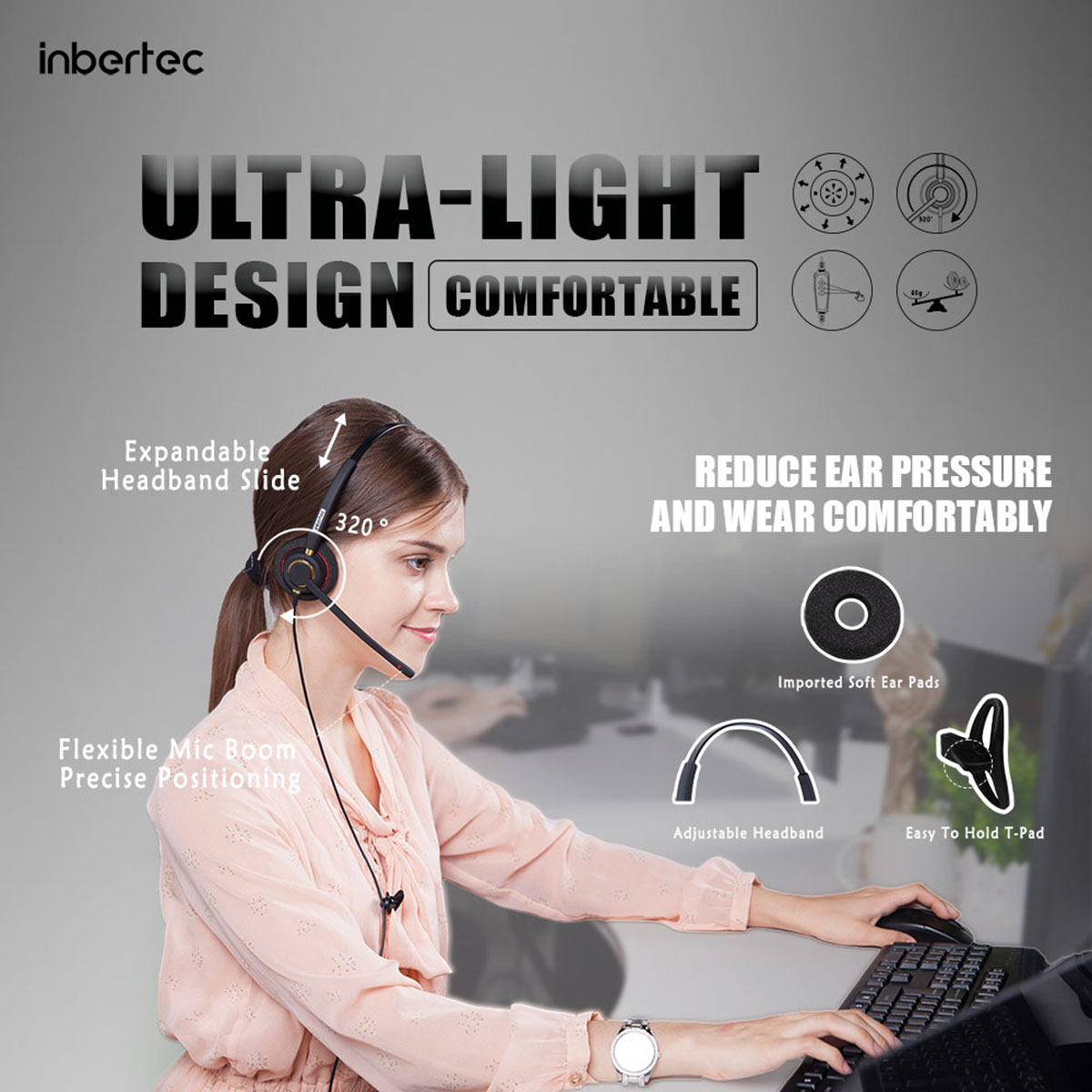 Professional Mono Noise Cancelling USB-C&3.5MM Headsets (8)