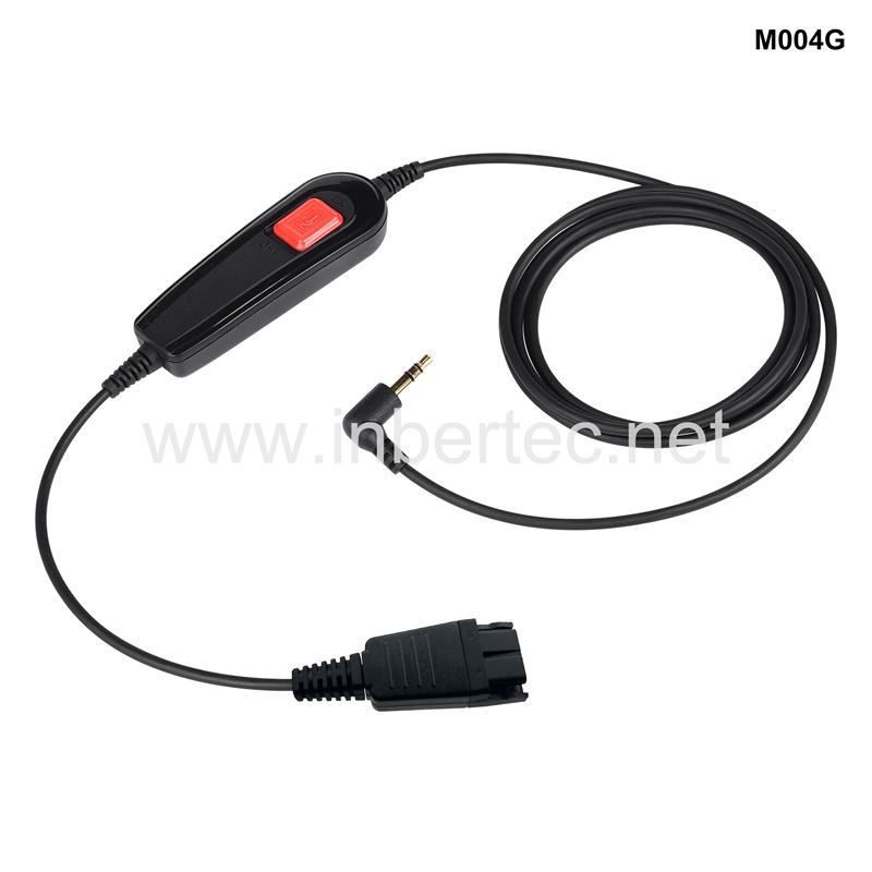 Factory Supply Usb Headphone To Mobile Connector - Quick Disconnect Cable PLT GN QD Cable to 3.5mm audio Jack Connector with Inline Control – Inbertec detail pictures