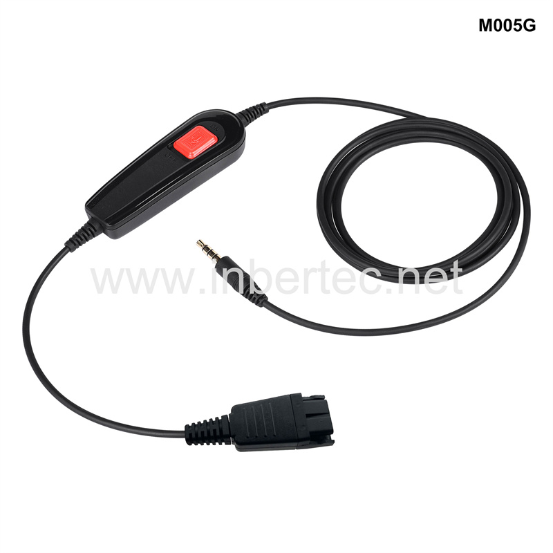 100% Original Good Headphones For Office Calls - Quick Disconnect Cable PLT GN QD Cable to Straight 3.5mm Stereo Audio Jack for Mobile Phone with Inline Control – Inbertec detail pictures